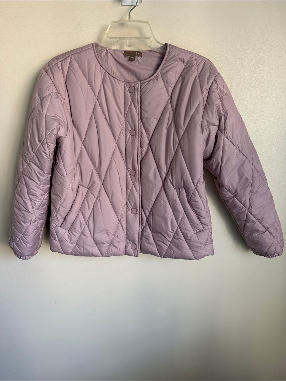 Lilla P Light Lavender Quilted Diamond-Pattern Puffer Jacket